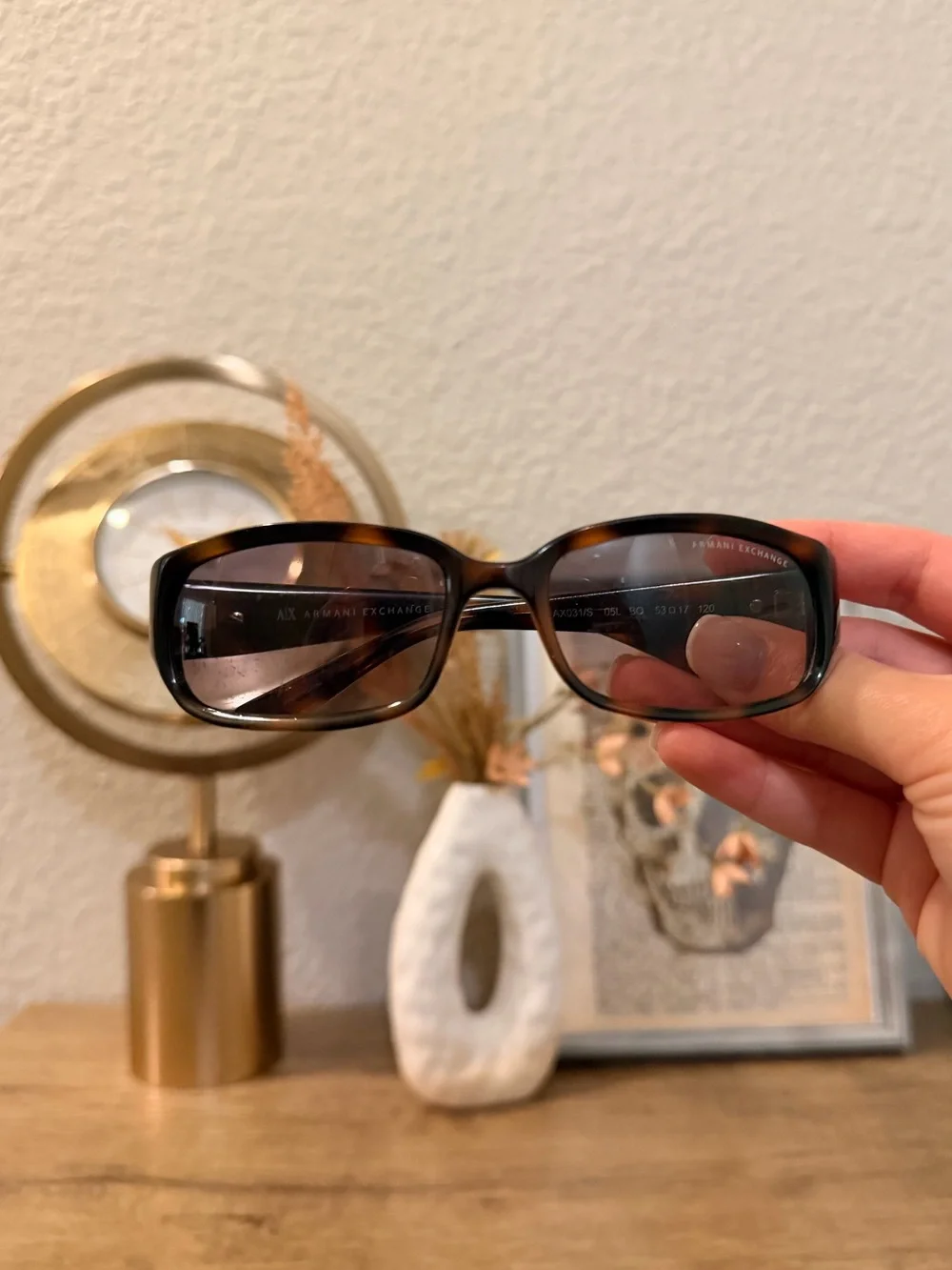 Armani Exchange Women's Brown Tortoiseshell Rectangle Eyeglasses